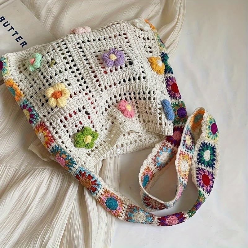 Bolso Tote de Crochet Boho para Mujer miniatura 2
