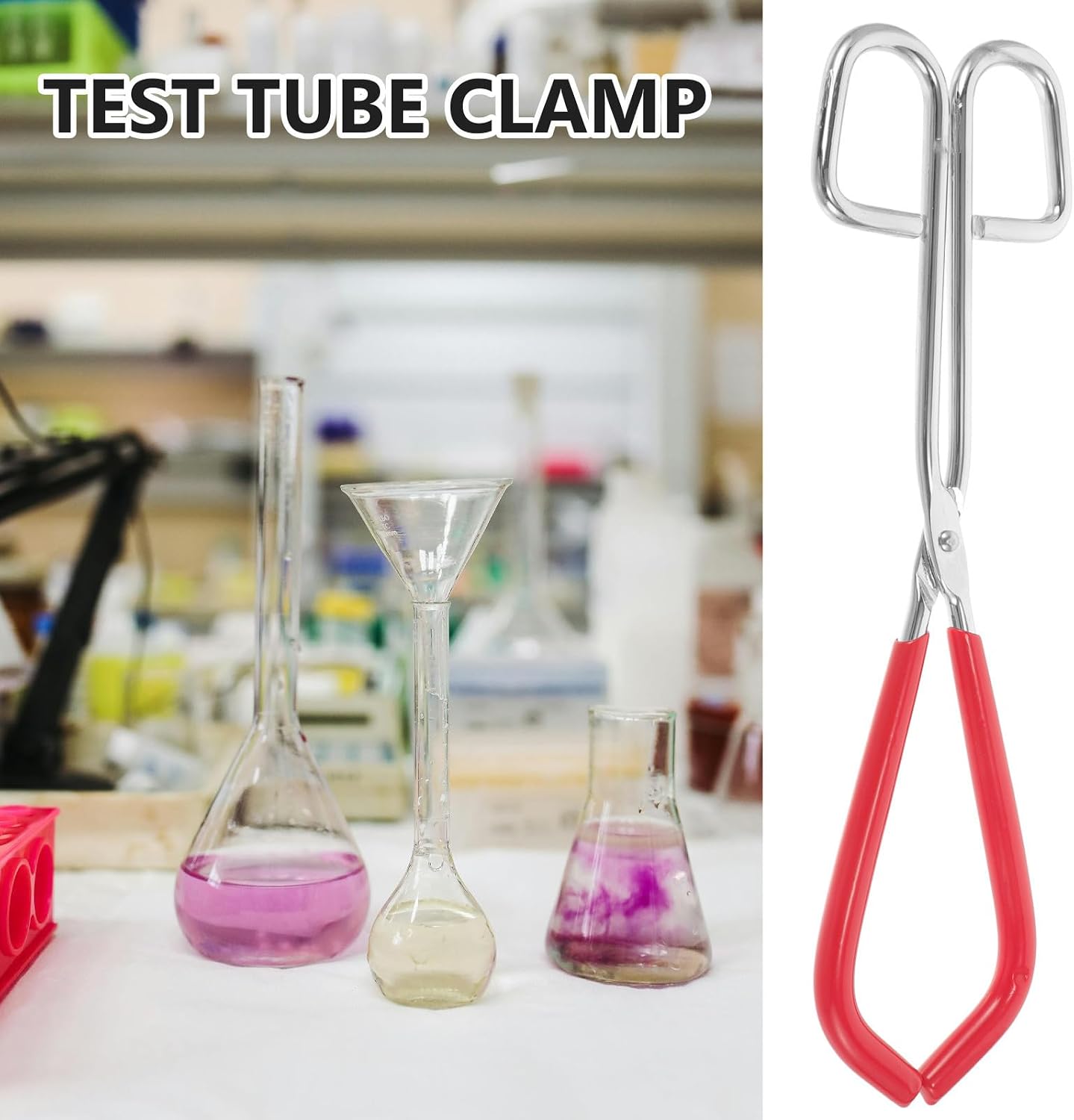 Ergonomic Metal Flask Clamp with Strong Clamp Force for Laboratory and Research Projects, Sturdy Test Tube Clip Suitable for Lab Work and Scientific Applications