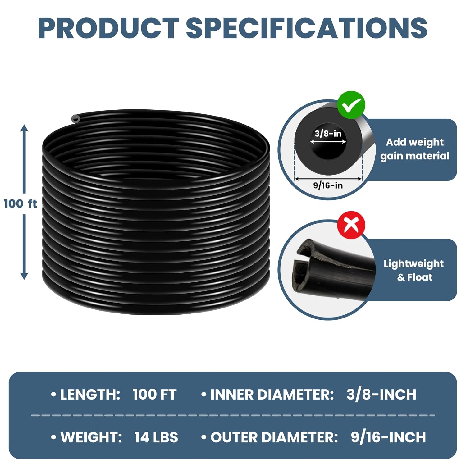 100 Ft 3/8 Irrigation Tubing Mainline, Drip Irrigation Tubing Perfect for Push-to-Connect Garden Irrigation System, or as Blank Distribution Tubing Hose for Any Gardening Project