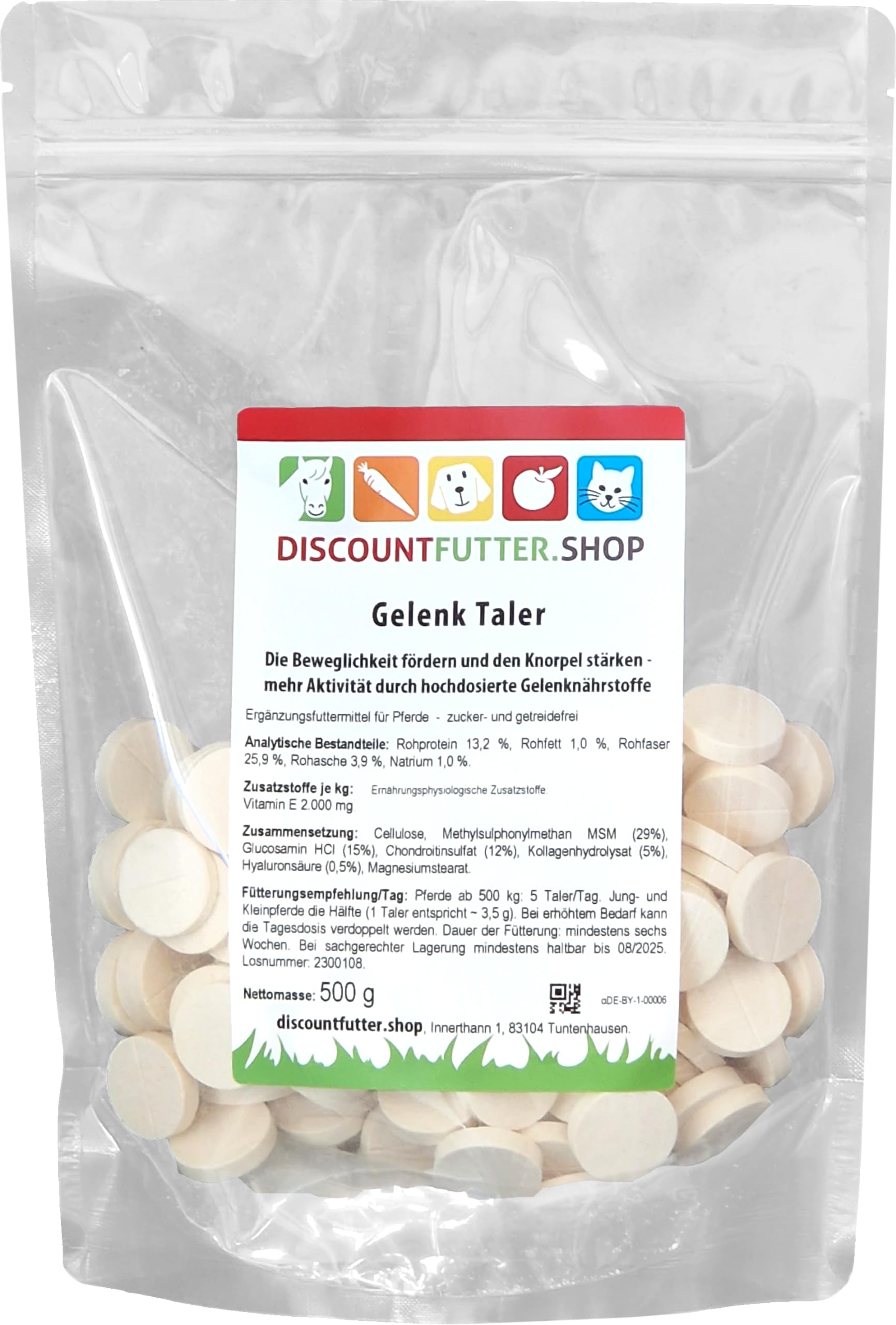 Gelenk Taler (500 Gramm) | handliche Taler für Pferde mit Gelenkproblemen | Tabletten mit Glukosamin usw.