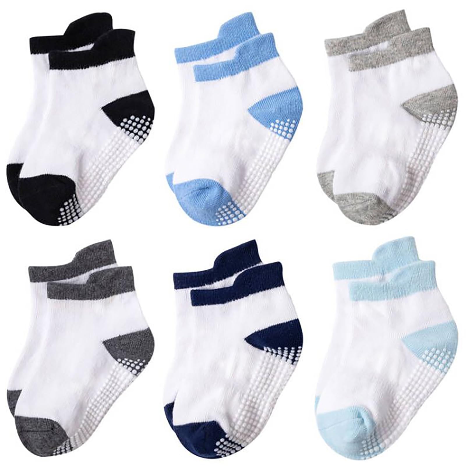 DRESHOW Baby Non Slip Grip Ankle Socks with Grippers Non Skid Soles for Infants Toddlers Kids Boys Girls