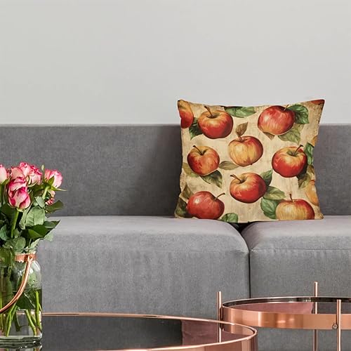 Miniatura 4 de Fundas de almohada vintage con manzanas y frutas marrones, fundas de cojín cuadradas para sofá, dormitorio, sala de estar, 18 x 18 pulgadas