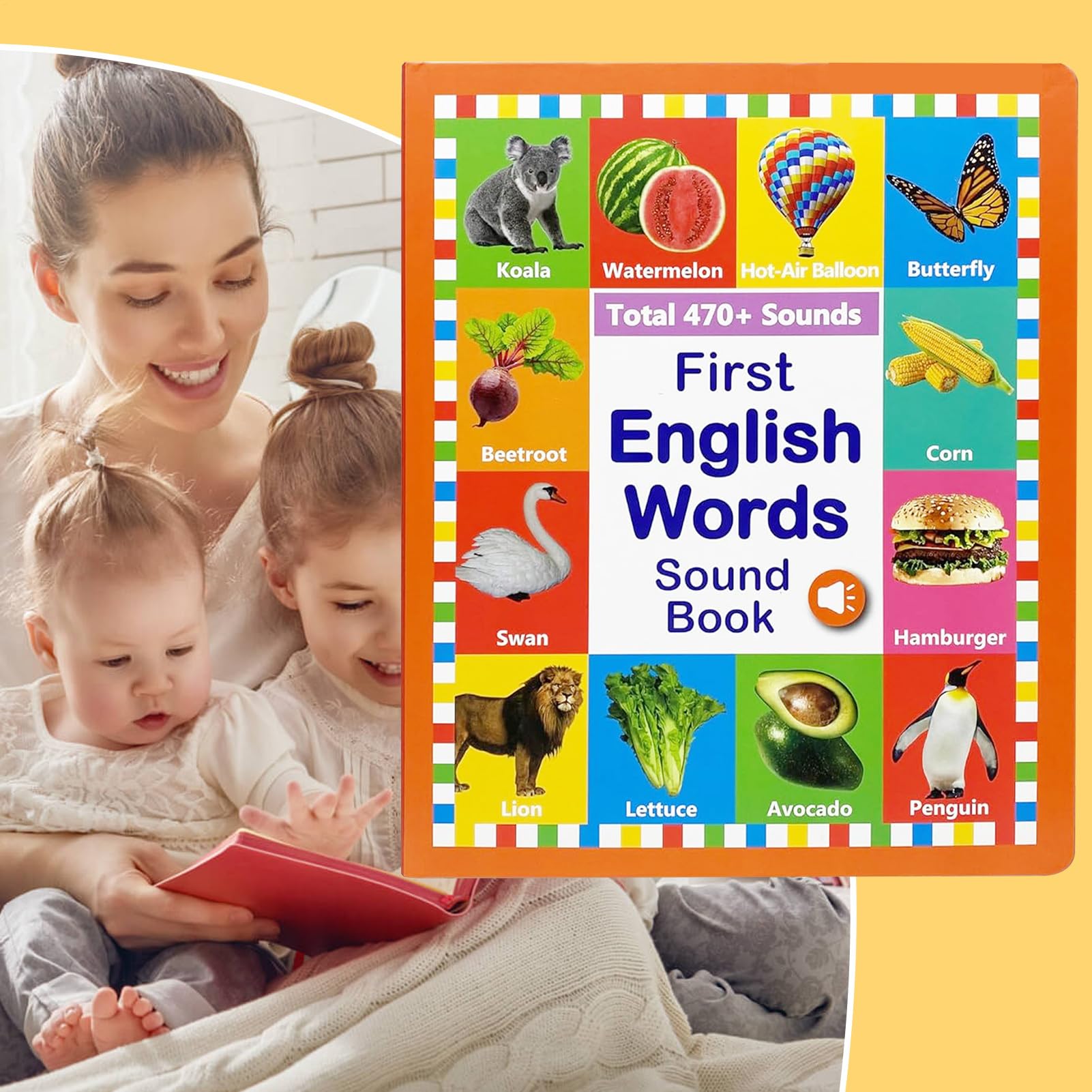 Libro Interactivo de Palabras en Inglés con Sonido - Libro de Palabras en Inglés con Sonido para Niños,Herramienta Educativa Interactiva para Niños de 2 a 6 Años Niñas y Niños