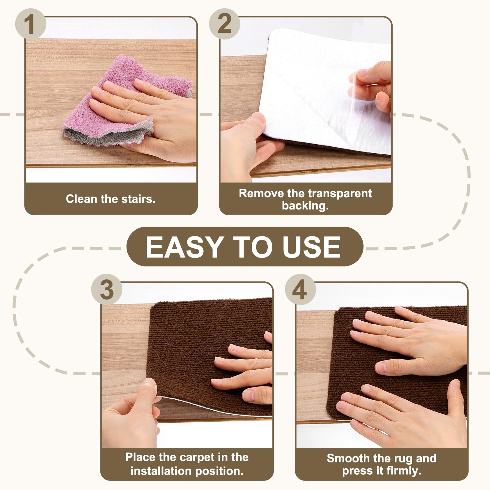 5 peldaños antideslizantes lavables y adhesivos de 20 cm x 76 cm para escaleras, color blanco y negro, seguros y aptos para escaleras