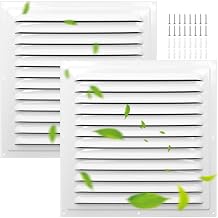 Glossy White 10"x10"inch Wall Vent Cover 2-Pack, Steel Mesh Louver Grille Attic, Garage, Shed, Chicken Coop Exterior Exhaust Vent Square Ceiling Vent Cover