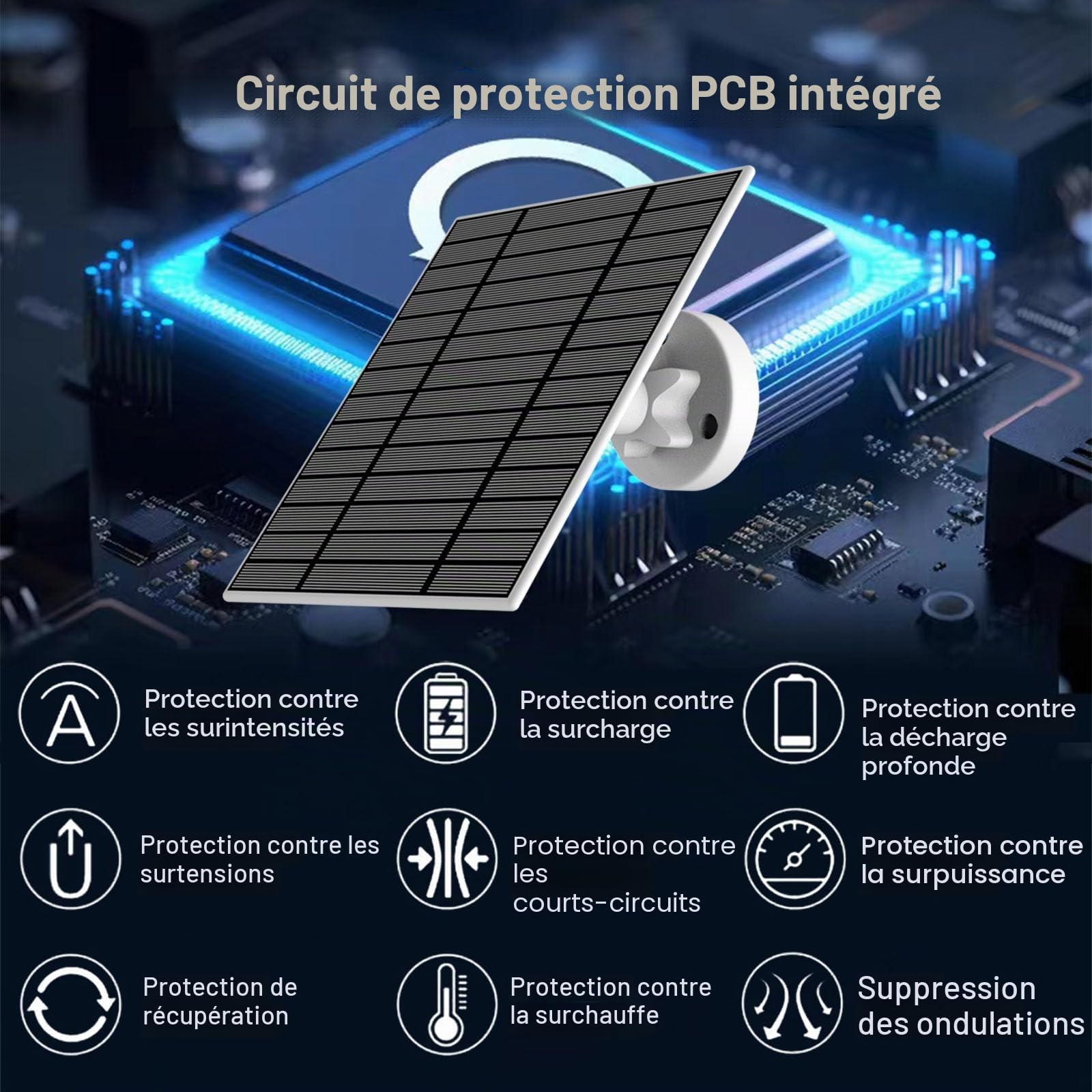 Panneau solaire 6W pour charger la batterie de la sonnette, IP66 étanche, compatible avec Ring video doorbell 3/3 plus，video doorbell 4/4 Plus, Battery Doorbell Plus/Pro, Doorbell 2K Camera