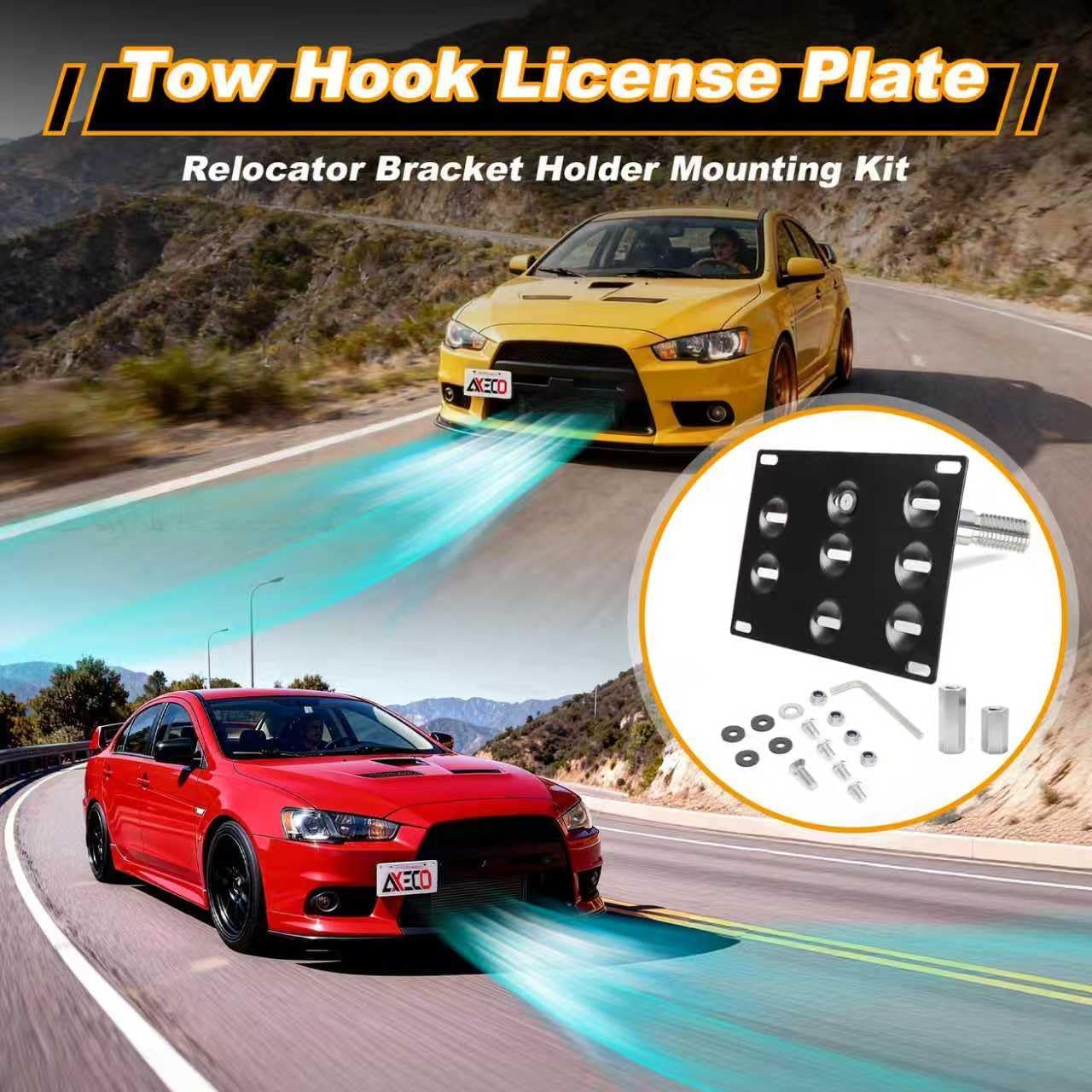 for Mitsubishi Lancer EVO 10 EX No Drilling Front Bumper Tow Hook License Plate Relocator Tag Offset CZ4A Street Legal