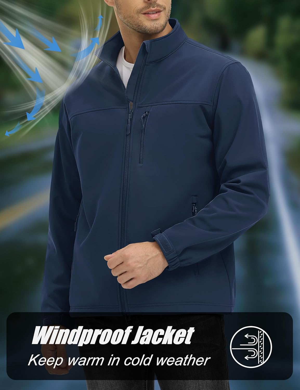 MAGCOMSEN Men's Lightweight Softshell Jacket Fleece Lined Tactical Waterproof Windbreaker Rain Jacket for Outdoor Hiking - Image 3