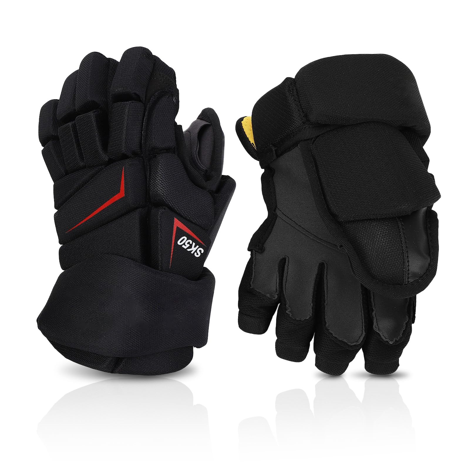 equlup Ice Roller Hockey Gloves, 1 Pair Street Hockey Finger Protective Gloves Breathable Outdoor Roller Player Practice Equipment for Youth Junior Senior (12 Inch)