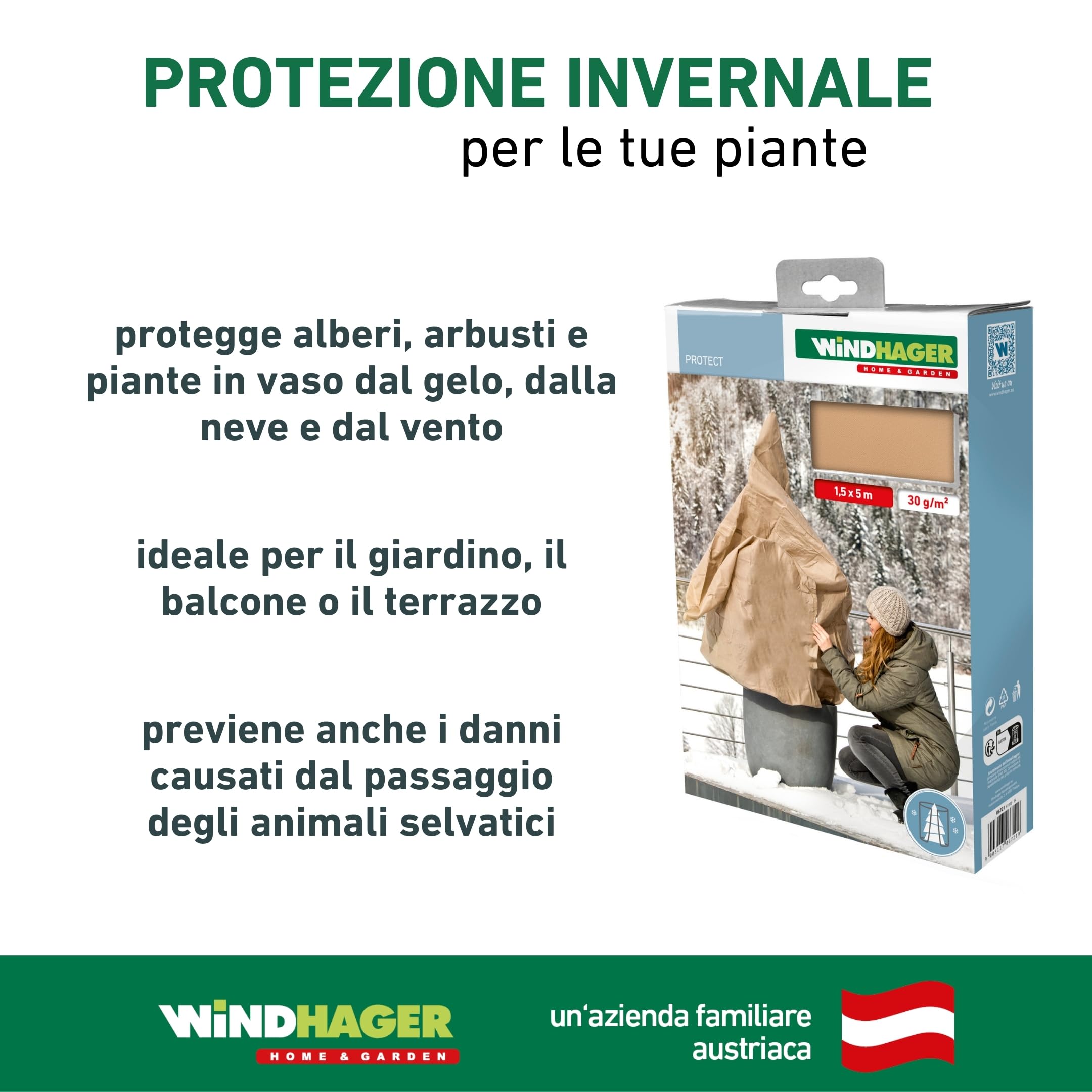 Windhager Eco Protect Telo Invernale Per Piante: Antigelo E Biodegradabile (1,5x5m, 30g/m²)