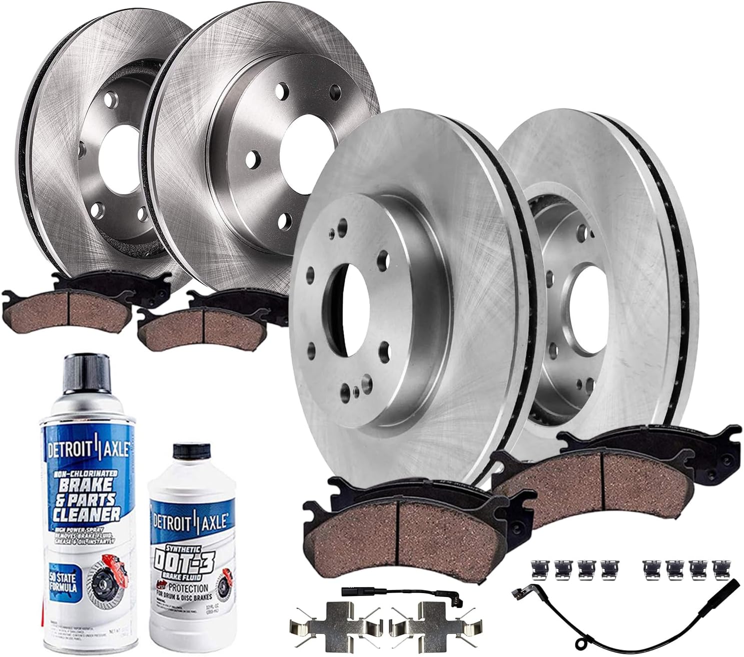 Detroit Axle - Brake Kit for Chevy GMC Silverado Sierra 1500 Tahoe Yukon XL Cadillac Escalade ESV, Disc Brake Rotors Ceramic Brakes Pads Replacement : 13.50" inch Front and 13.58" inch Rear Rotor