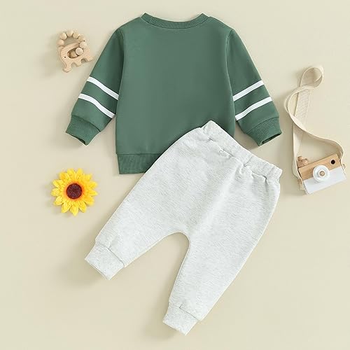 Miniatura 3 de Traje de fútbol para bebé niño listo para comenzar con sudadera para bebé, pantalones deportivos lindos para bebés, ropa para el día del juego de 2