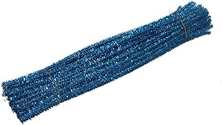 Juego de tubos de color flash, limpiador de decoración, 100 piezas, tallos para arte, herramientas de artesanía y bricolaje, decoración de oficina para mujeres, escritorio, arte de pared (azul cielo,