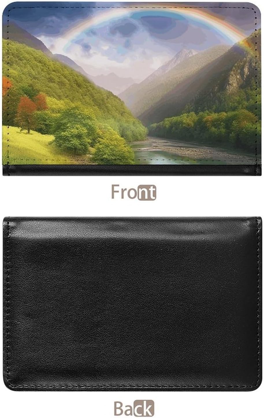 Cute Passport Holder for Travel,Personalized Multi-Functional Passport Cover with Card Slots,Slim Mountain Valley with Rainbow Printed Passport Wallet for Women Men