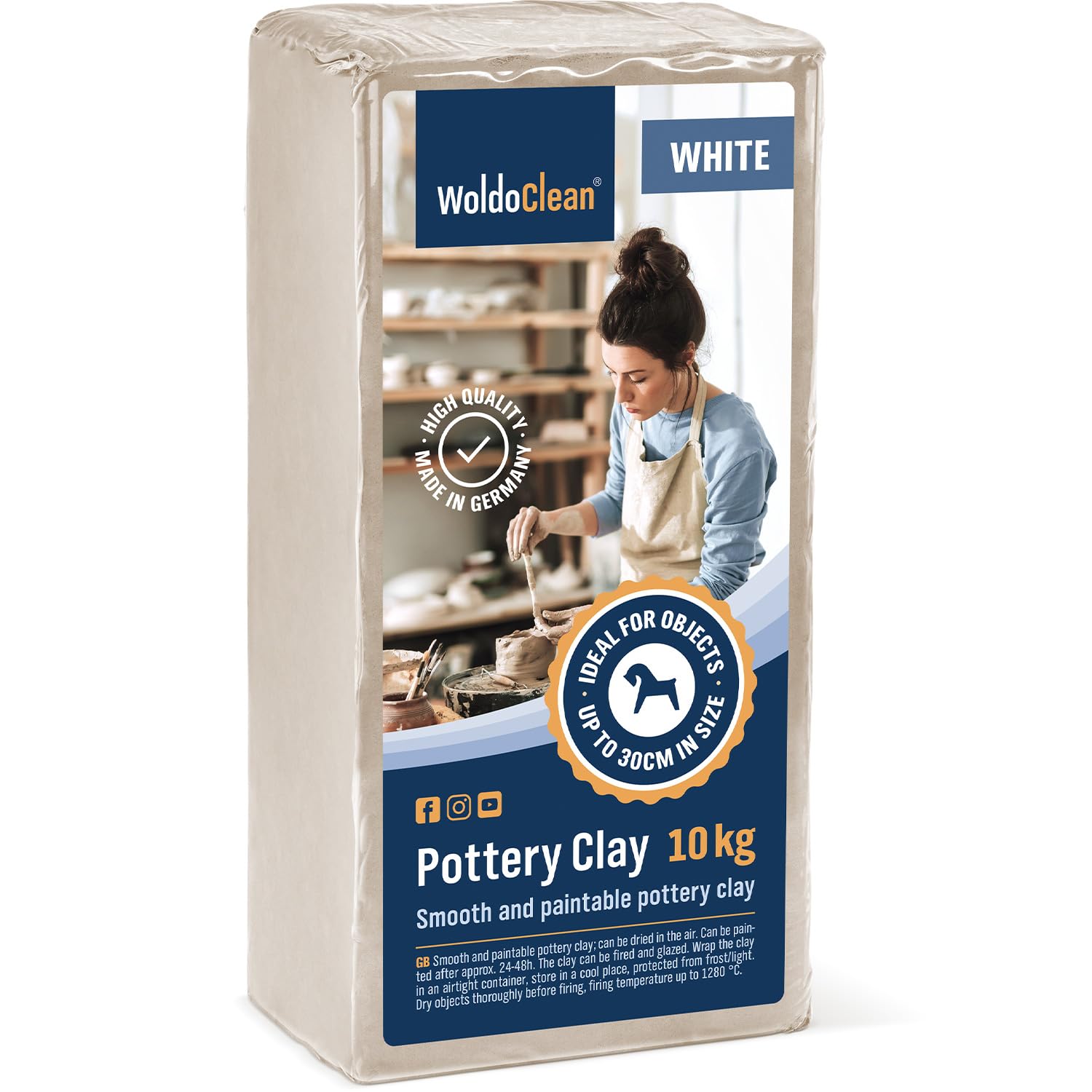 Argile de potier soft ton blanche 10kg pour tour de potier et sculpture en terre