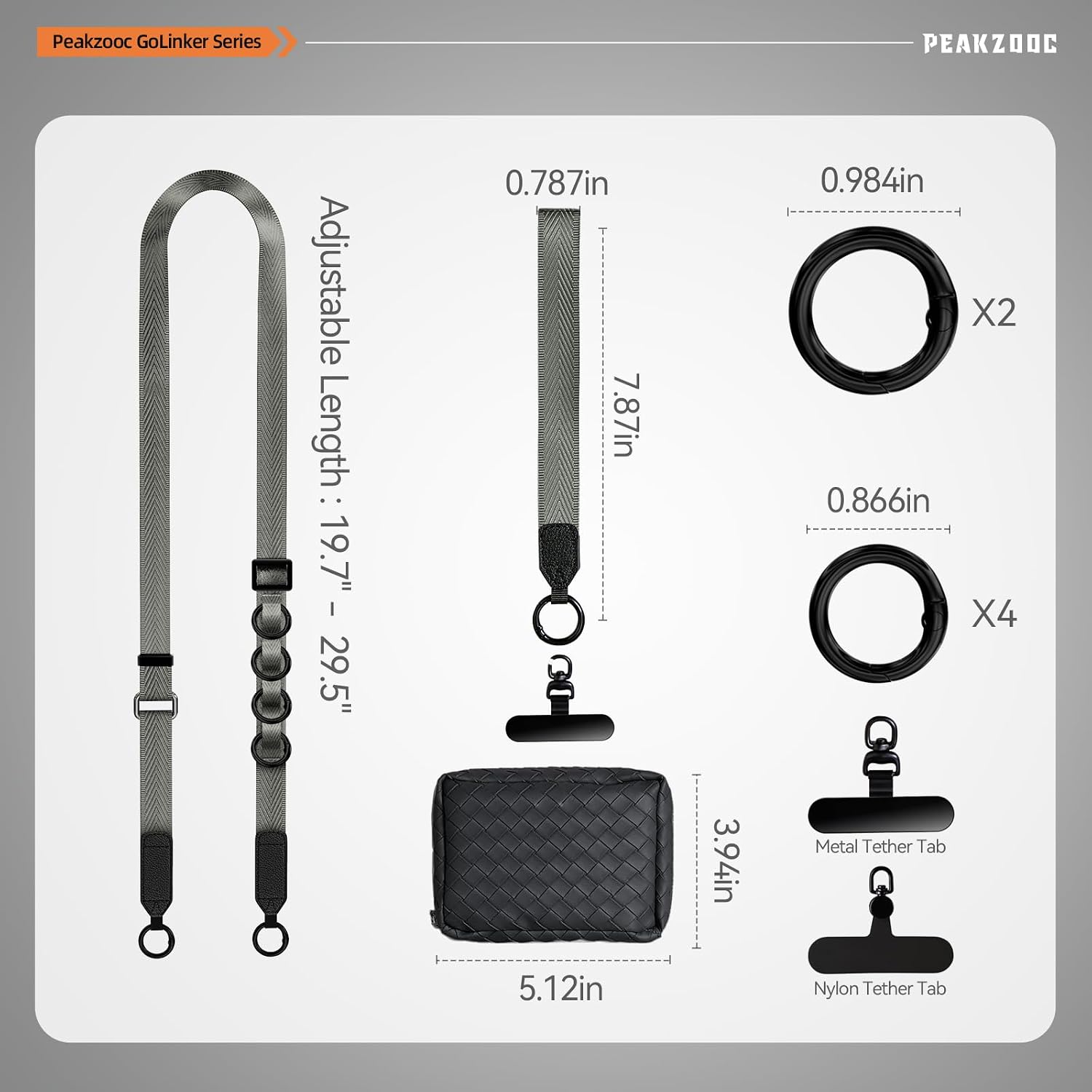 Phone Lanyard Crossbody, Clip and Go Phone Strap Crossbody, Adjustable Cell Phone Strap with Detachable Pouch for All Smartphones, Grey