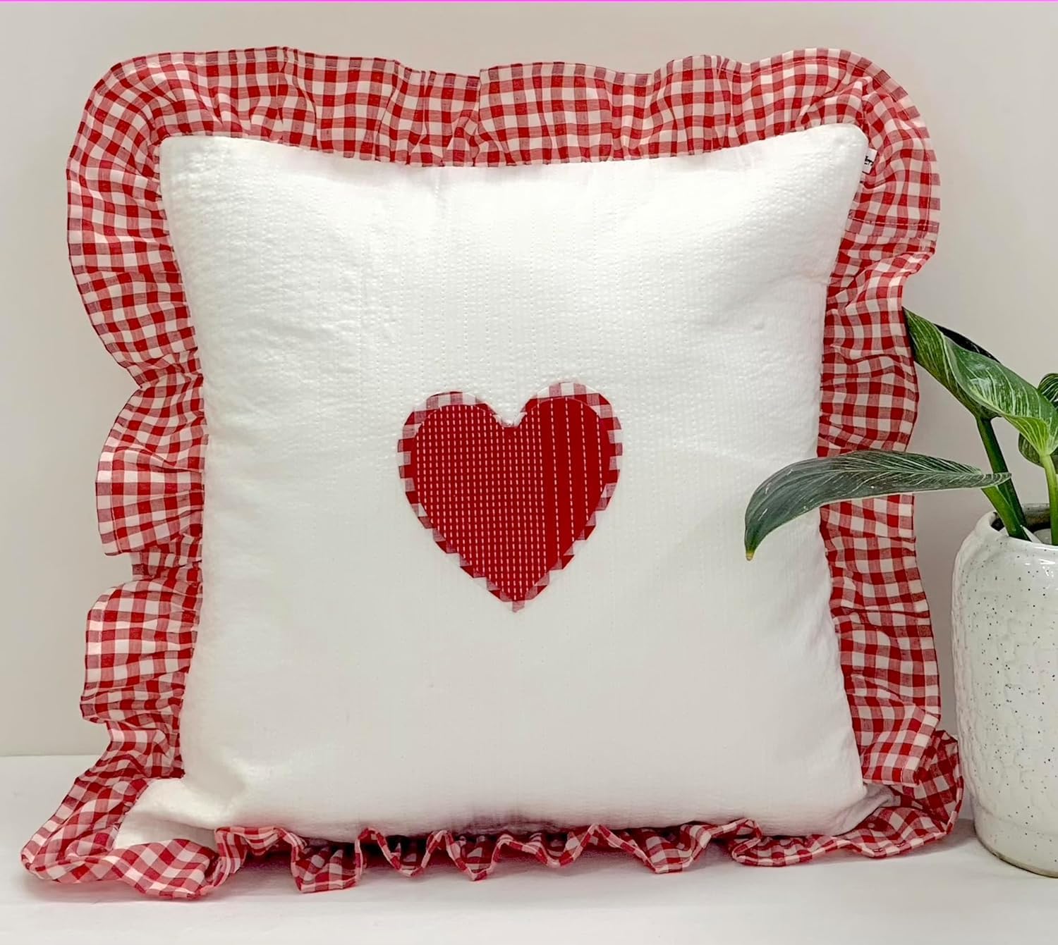 Sleepy Threads Cotton Cushion Covers Beautiful Red Frilled Borders with Attractive Red Heart at The Centre 16x16 inches (B0DCP5HFBC) Amazon Price History, Amazon Price Tracker