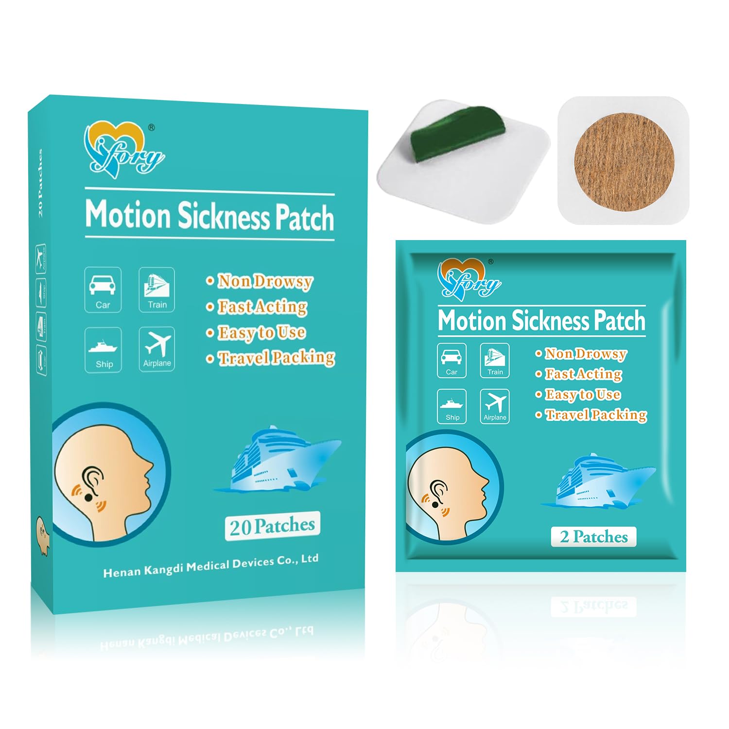 ifory Motion Sickness Patch, Non Drowsy, Travel Essentials (20 Count (Pack of 1))