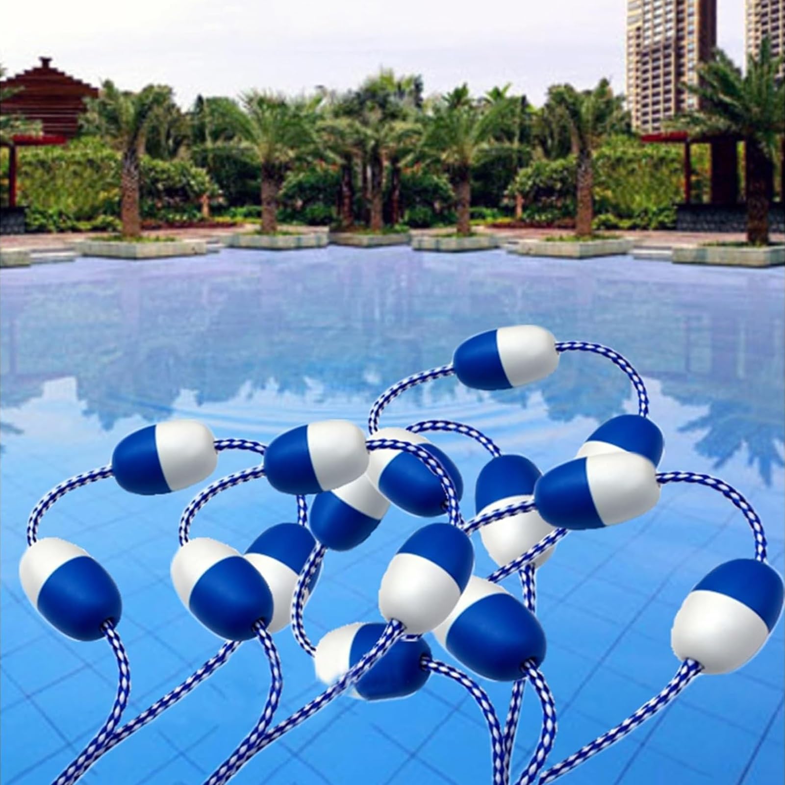 Kit de corde et flotteur de piscine 40 m avec crochets pour zone peu profonde