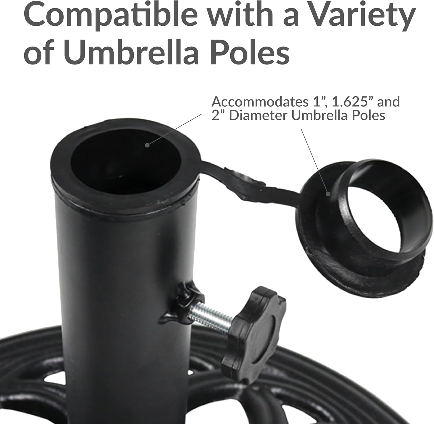Sunnydaze 24lb Cast Iron Patio Umbrella Base - Heavy-Duty Round Metal Outdoor Market Umbrella Stand for Outside - 18-Inch - Black - Pretty Petals