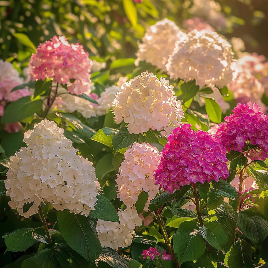 Plant in a Box - Hydrangea Paniculata Mix x3 - Hydrangea Paniculata 'Pink Lady', 'Phantom', 'Silver Dollar' - ¡Perfecta para el jardín! - Maceta 9cm - Altura 25-35cm