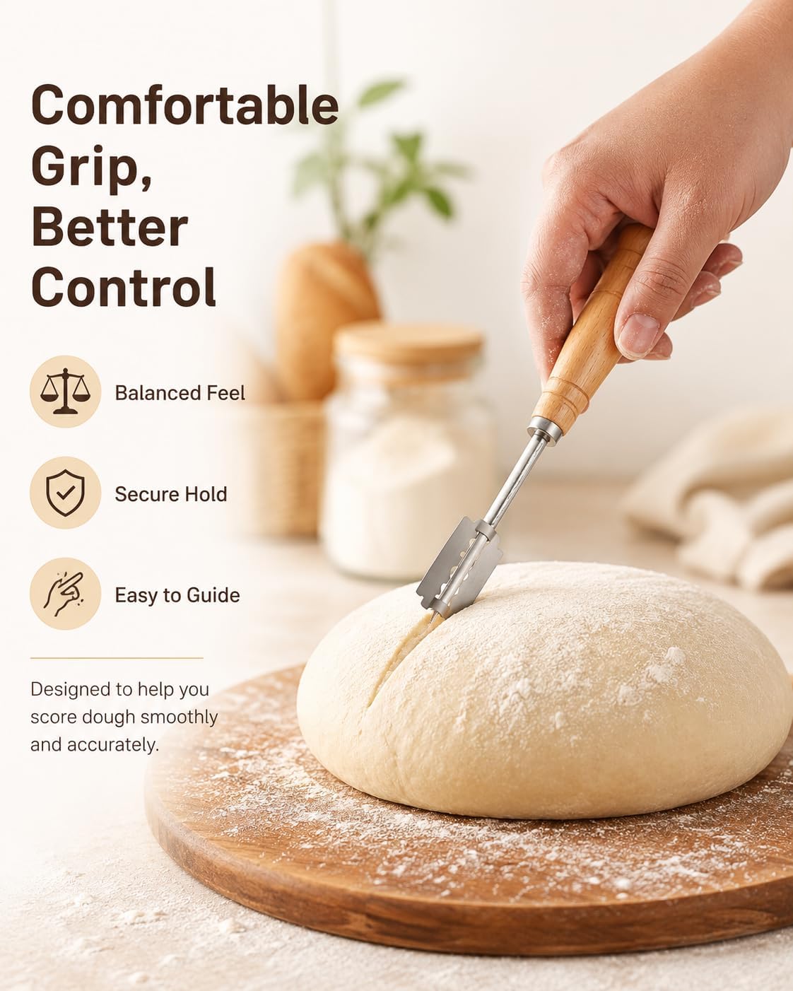 Bread Lame Dough Scoring Knife, Premium Handcrafted Sourdough Bread Slashing Tool with 10 Replacement Blades and Leather Protective Cover for Artisan Bread Baking