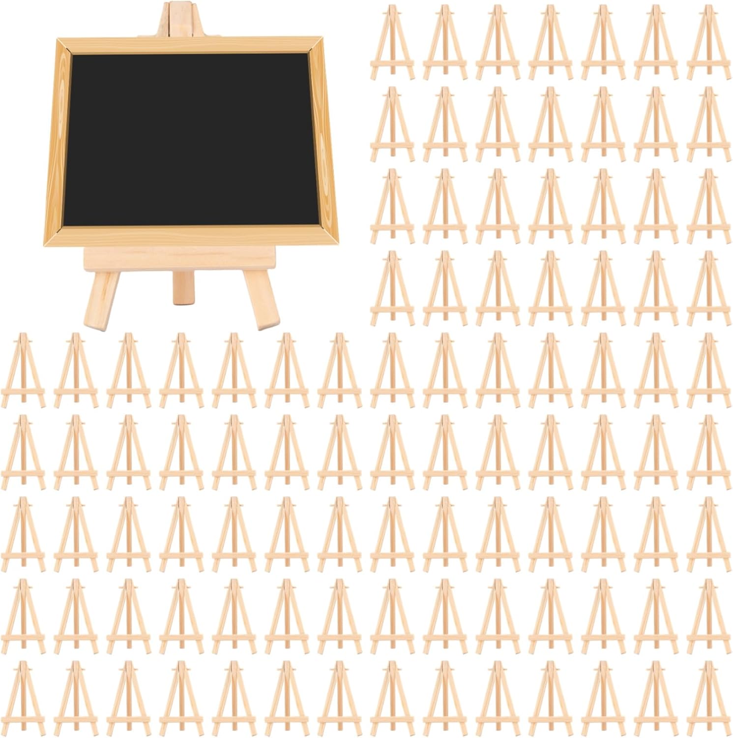 100Pcs Small Wooden Easels for Display, 4.92 in/12.5 cm Adjustable Tabletop Easel Stands, Mini Tripod Easels for Photo Cards Art Canvas, Unfinished Natural Wood