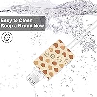 Vista 3 de Lindo protector de dibujos animados para cargador de iPhone, kawaii, amor, corazón, vaca, panda, patrón único, juego de 4 protectores de cables