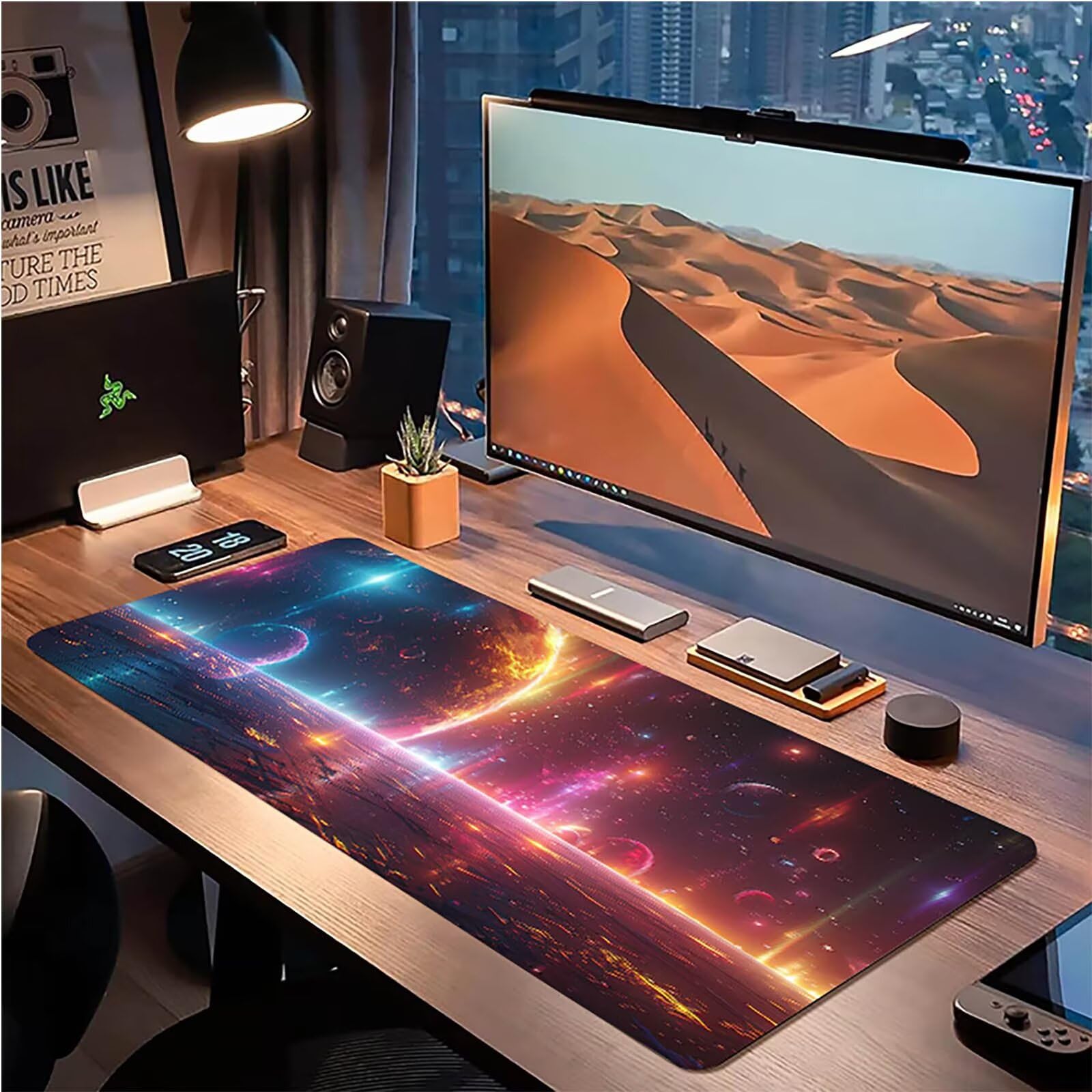 Tappetino Mouse XXL 1500 x 800 mm, Tappetino Mouse Pianeta, Gaming Mousepad Migliorare la Velocità e la Precisione, Mouse Pad con Base in Gomma Antiscivolo, Ufficio Accessori Gaming, Grigio I-1068
