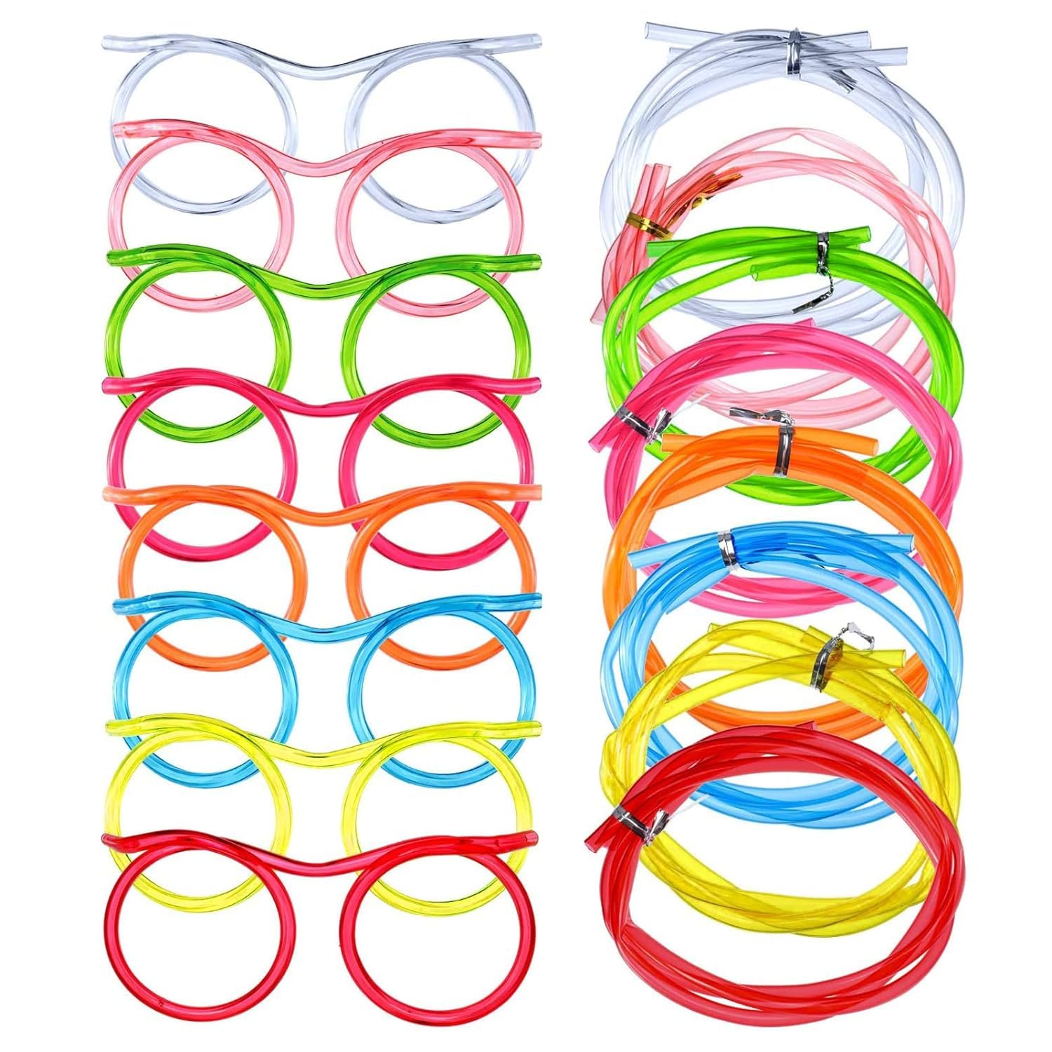 Pmw - Straw Glasses, Eyeglasses Straws Crazy Reusable Fun Loop Straws Novelty Drinking Eyeglasses Straw for Kids Party Annual Meeting, Fun Parties, Birthday 1pcs (Assorted Colours)-picture-32