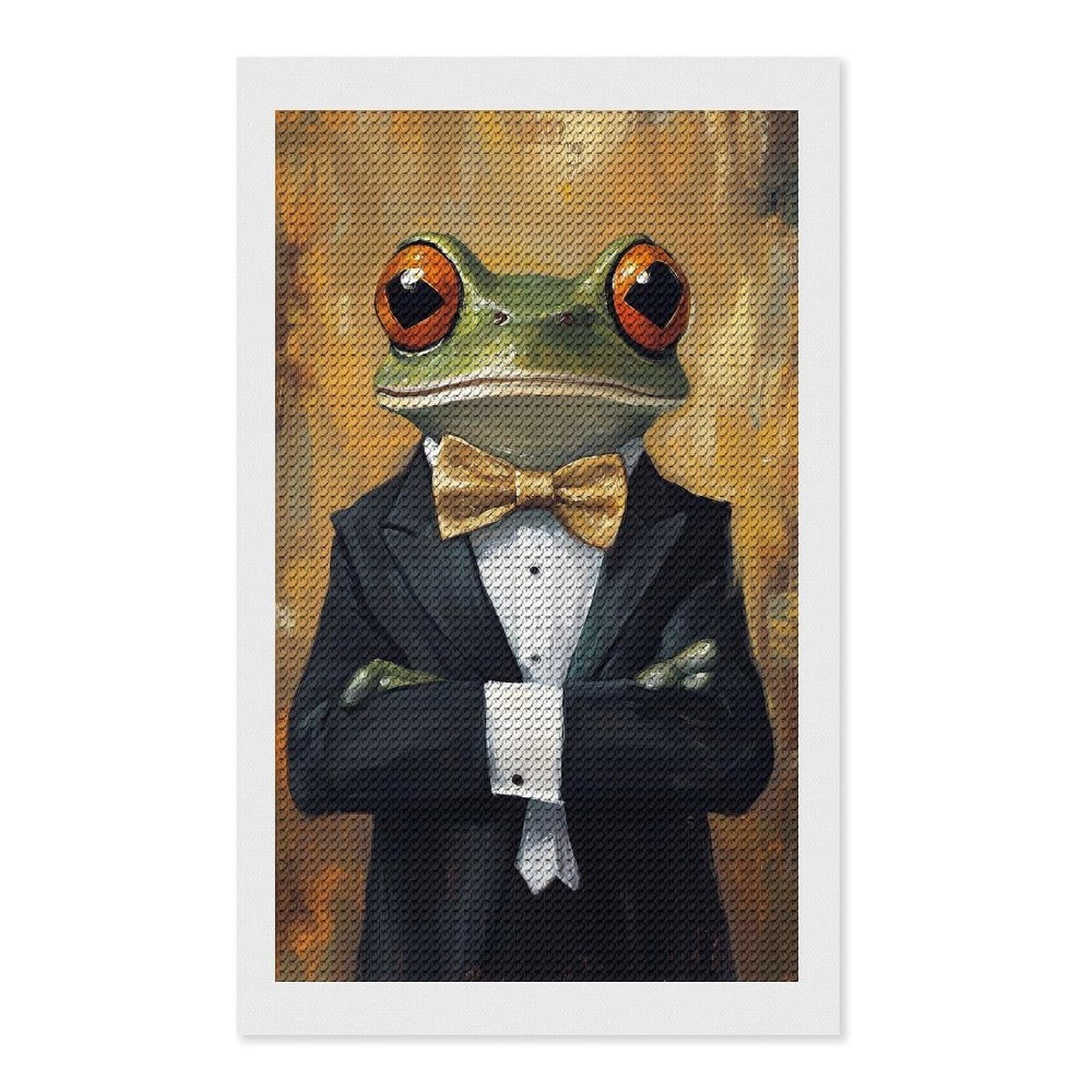 Junmoney Frog in Tuxedo Diamond Painting Canvas Kit 12"x20", Round Gems, Living Room Decor, Seasonal Gift Choice, Modern Decor