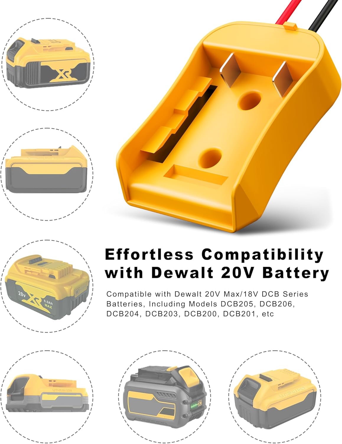 2 Pack 20V Adapter for Dewalt Battery Adapter Compatible with Power Wheels Battery Conversion Upgrade Kit for DIY Rc Car Toys, Robotics and Rc Truck with 30A Fuses Wire Terminals 12AWG Wire