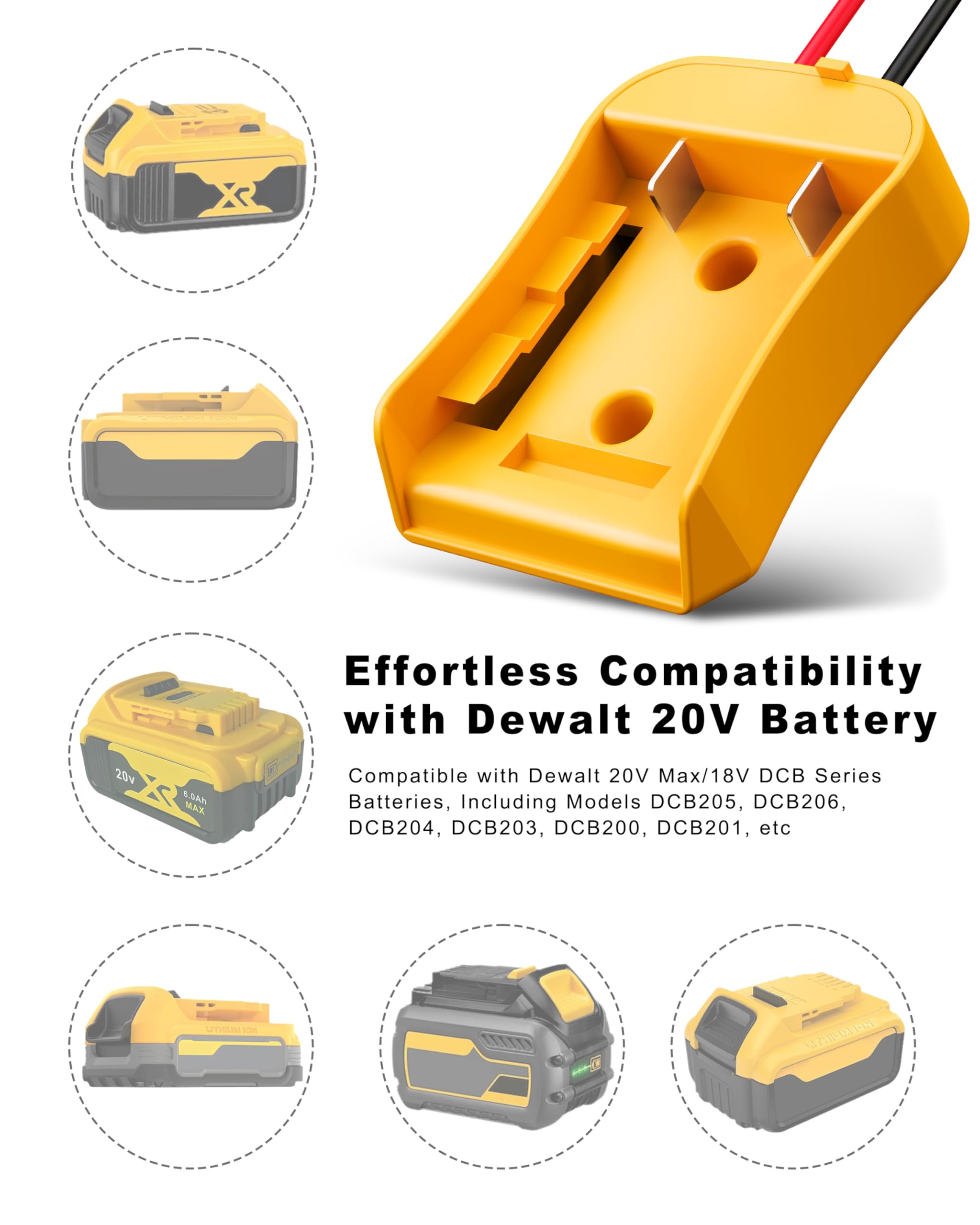Paquete de 2 adaptadores de 20 V para adaptador de batería Dewalt compatible con ruedas eléctricas, kit de actualización de conversión de batería para bricolaje, juguetes de coche a control remoto