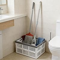 Vista 5 de Cesta plegable de 30 L, juego de 3 cajas apilables de plástico para almacenamiento (blanco)