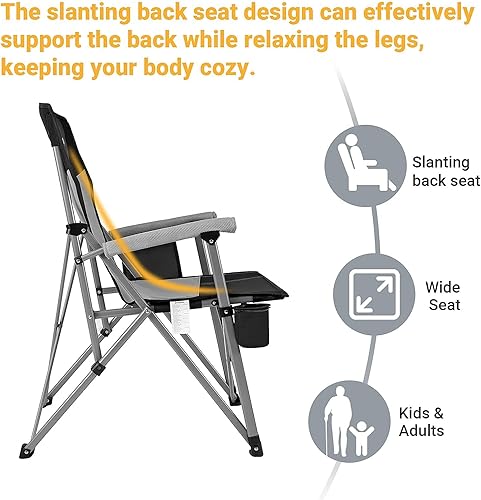 Miniatura 7 de KingCamp Respaldo de gran ángulo sillas de camping plegables para adultos con reposabrazos, sillas de campamento al aire libre para adultos con