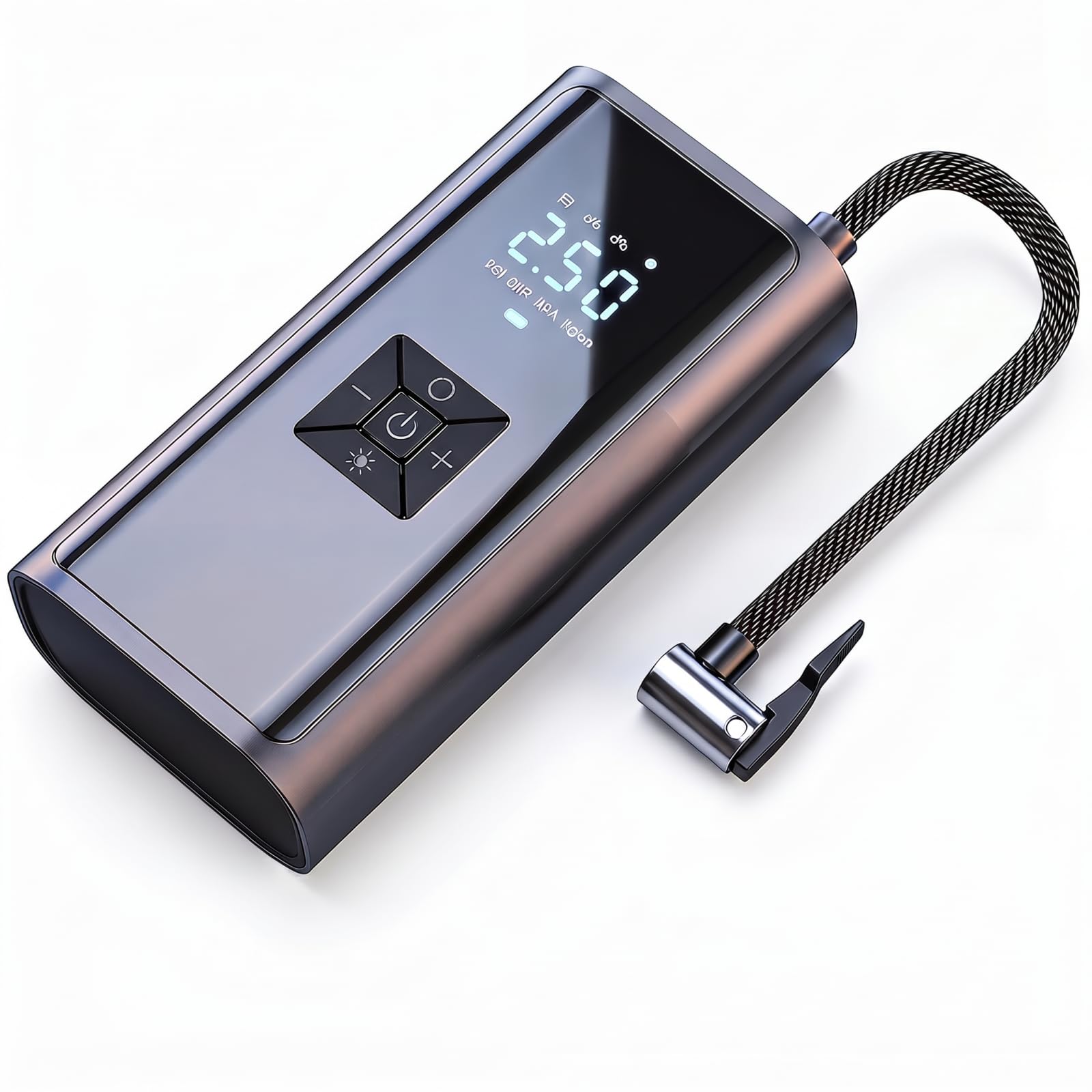 Mepham Pompa ad aria elettrica, compressore portatile e pompa elettrica per bici (150 PSI) con luce LED e arresto automatico, adatta per auto, bici elettriche, moto e palloni.