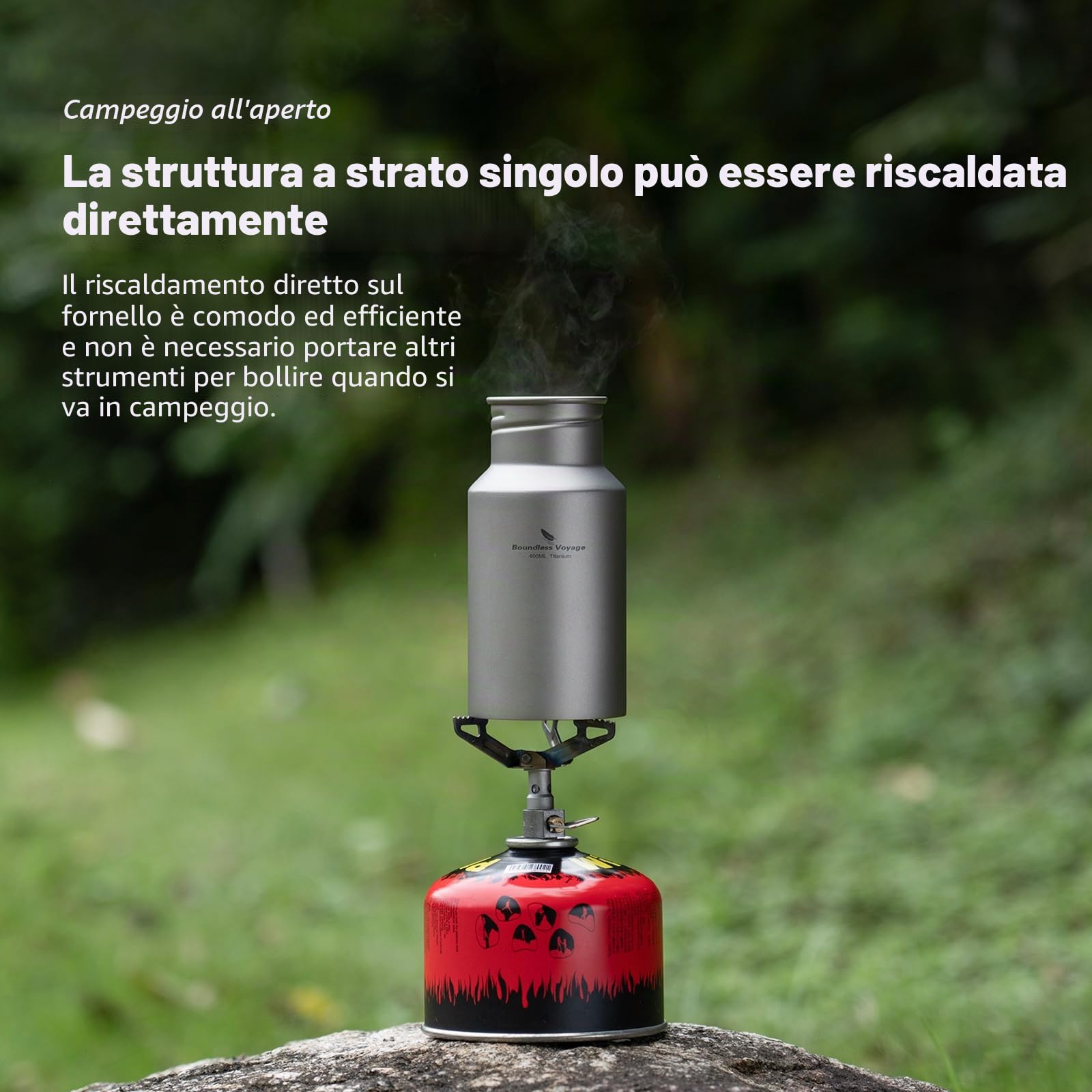 iBasingo Ti3253D - Borraccia in titanio da 750 ml, monostrato, in metallo, a prova di perdite, per sport, ciclismo, escursionismo, picnic, arrampicata, corsa, tè, caffè, bevande