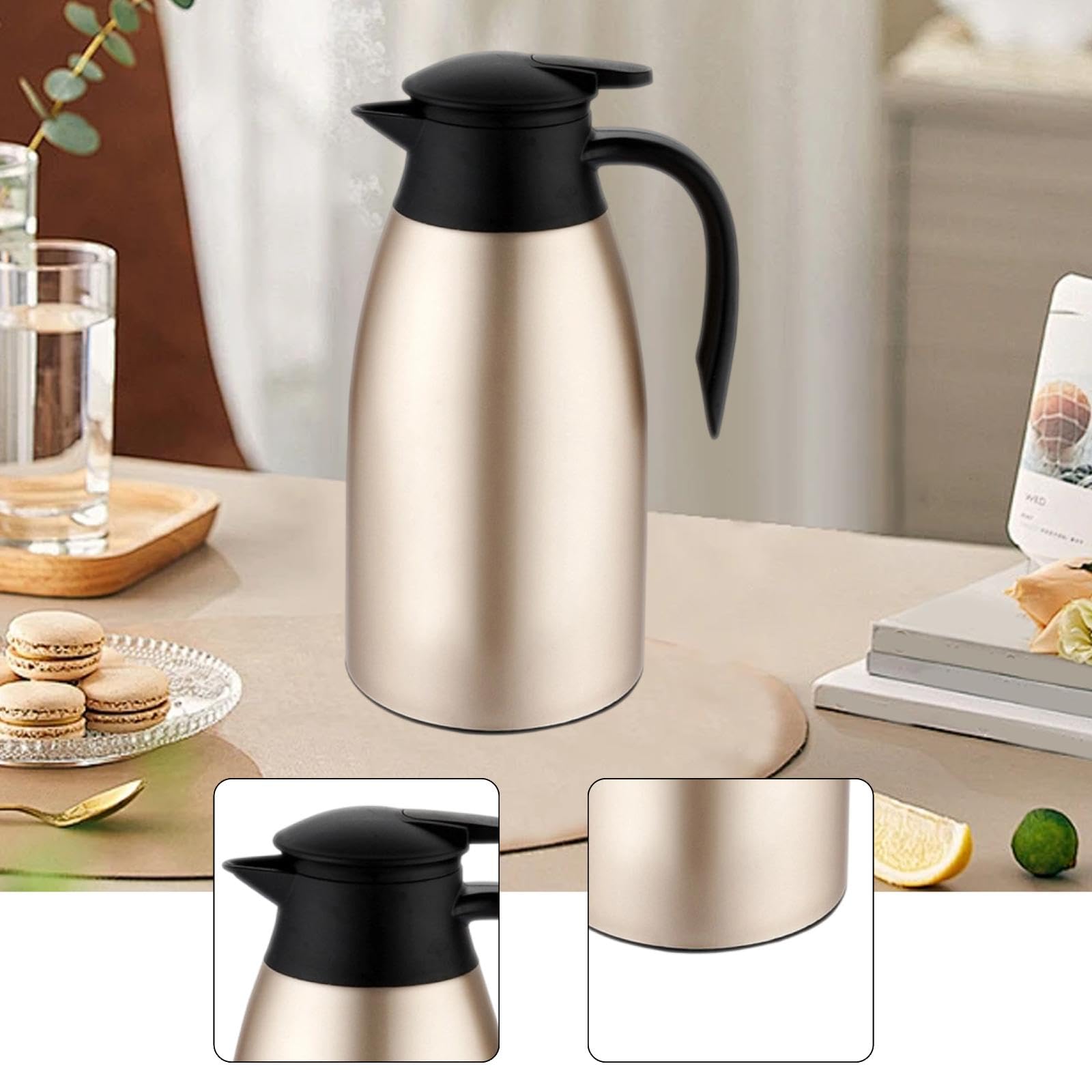 con Beccuccio per caffè, tè E Altre Bevande, Realizzato in Acciaio Inox, Ideale per La Casa O L'Ufficio, Oro