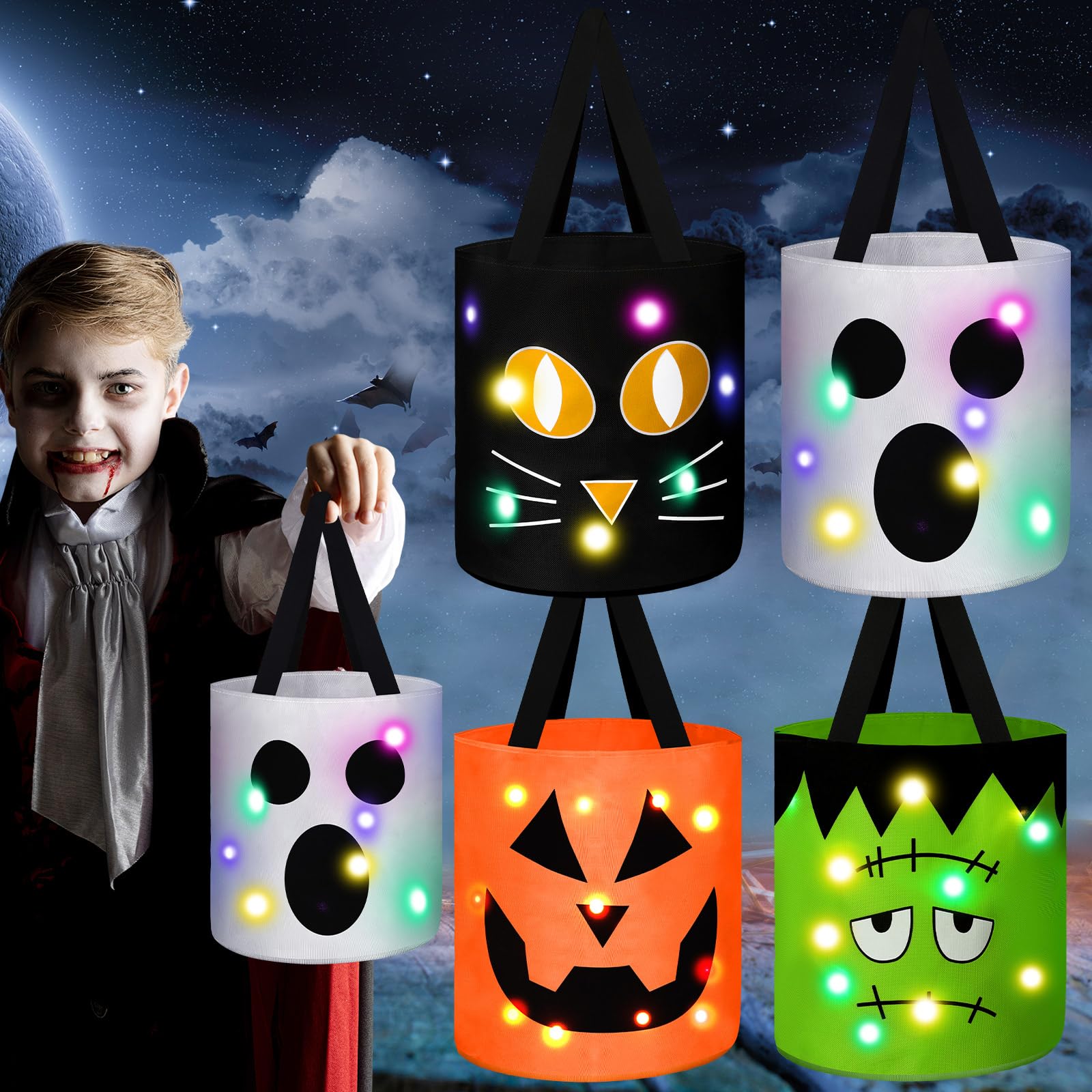 Snapklik.com : Yaomiao 4 Pcs Halloween Trick Or Treat Bucket For Kids ...