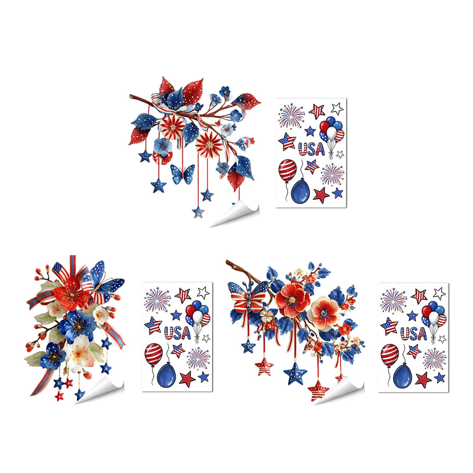 PANGBOER 10Pcs Patriotic Statics Window Decal Easy to Apply and Remove Statics Cling Film Perfect for Glass Door and Glasses Multiple Size Window Sticker Set