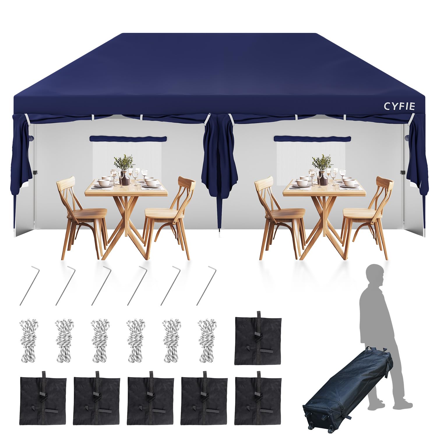 Amazon | CYFIE タープテント 6m 横幕/サイドシート6枚付 ワンタッチ