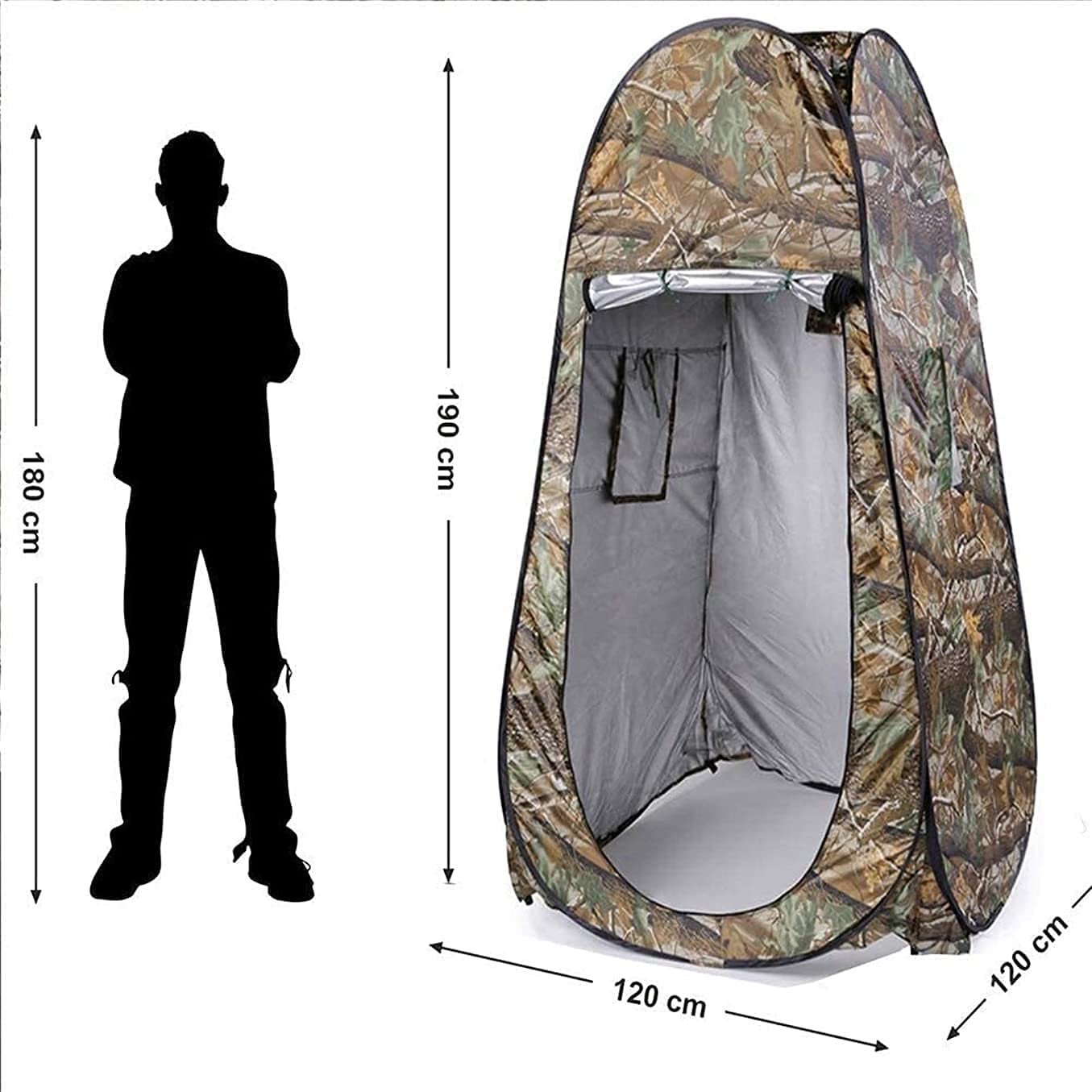 Toilettenzelt Pop Up Campingzelte, Tragbar, Sofort POP-UP-Zelt, Privatsphäre, Reisezelt, Outdoor-Camping, Toilette, Dusche, Umkleideraum, Einzelzimmer Mit Tasche, 47,24 * 47,24 * 74,80 Zoll Pop-Up-Zel