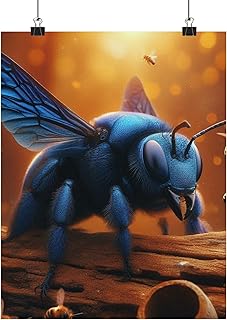 Blue Carpenter Bee Buzzing in Indian Villages and Forests - Made in USA