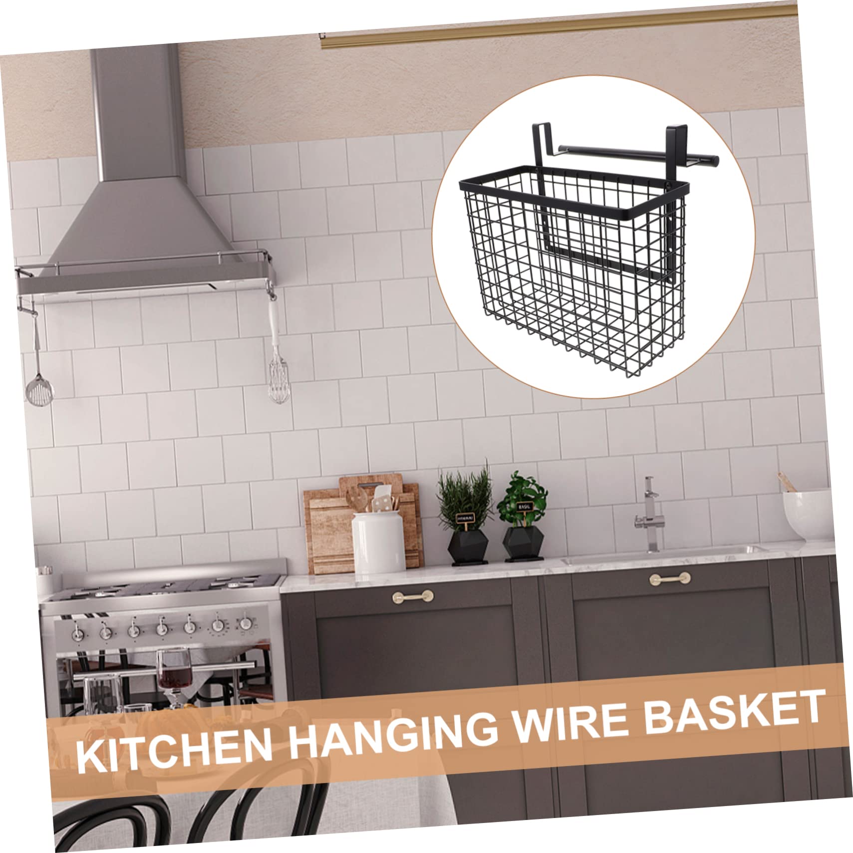 LIFKOME Cesta Colgante para Gabinete de Acero al Carbono Negra | Organizador de Verduras y Condimentos para Cocina, Montaje en Puerta Interior, Ahorro de Espacio