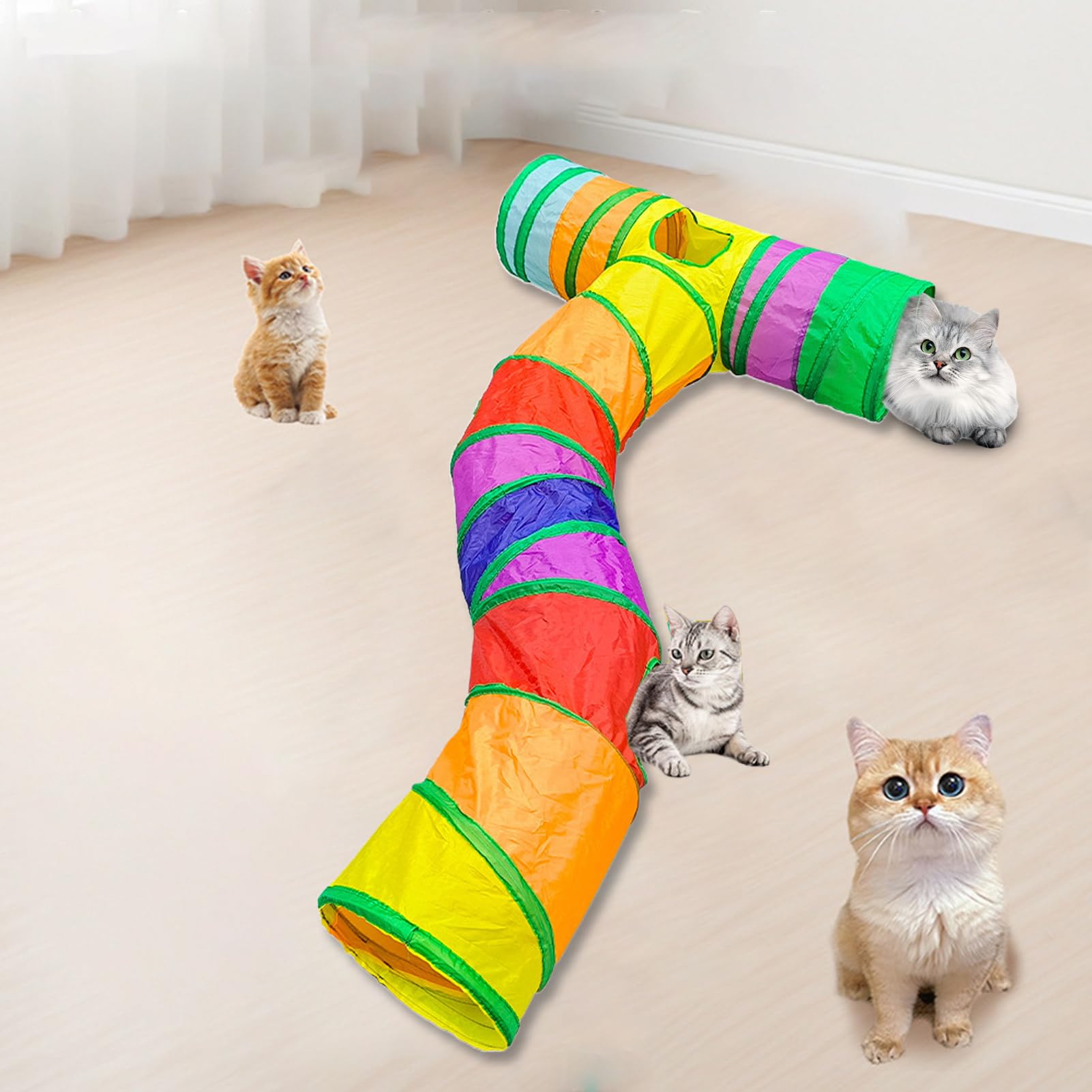 Tubo para gatos – para gatos de interior plegable | Casa con agujero con bola para juegos en casa y exteriores Accesorios para mascotas