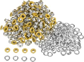QUARKZMAN Kit de 300 Ojales Metálicos de 4 mm (1/6") con Arandelas para Zapatos Ropa Cinturones Etiquetas Bolsas Tela Cuero Proyectos de Bricolaje Color Amarillo