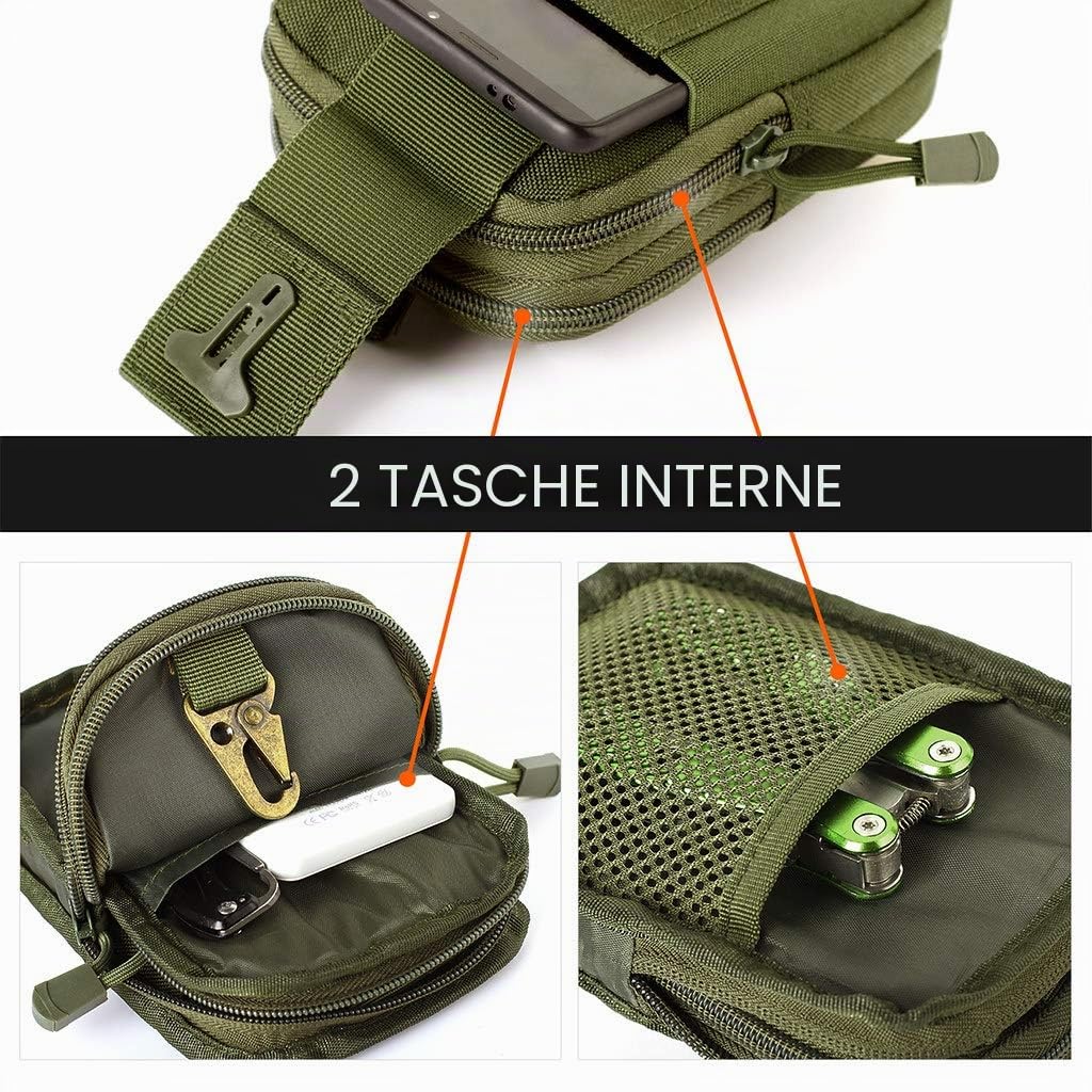 Unigear Marsupio Tattico da Cintura 1000D con Moschettone per Ciclismo, Escursionismo