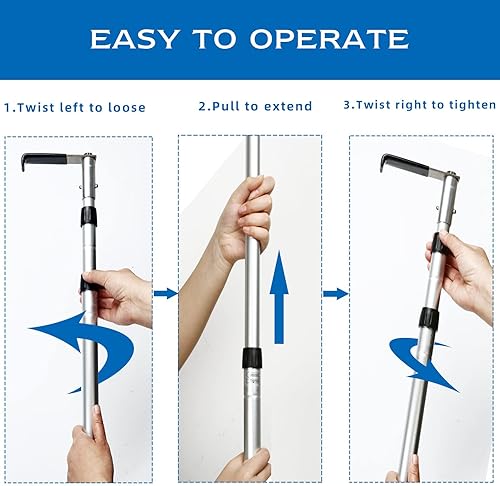 Miniatura 3 de Gancho recuperador de carga, herramienta de alcance de 6 pies para cama de camioneta, poste telescópico con gancho de agarre, accesorios de camión