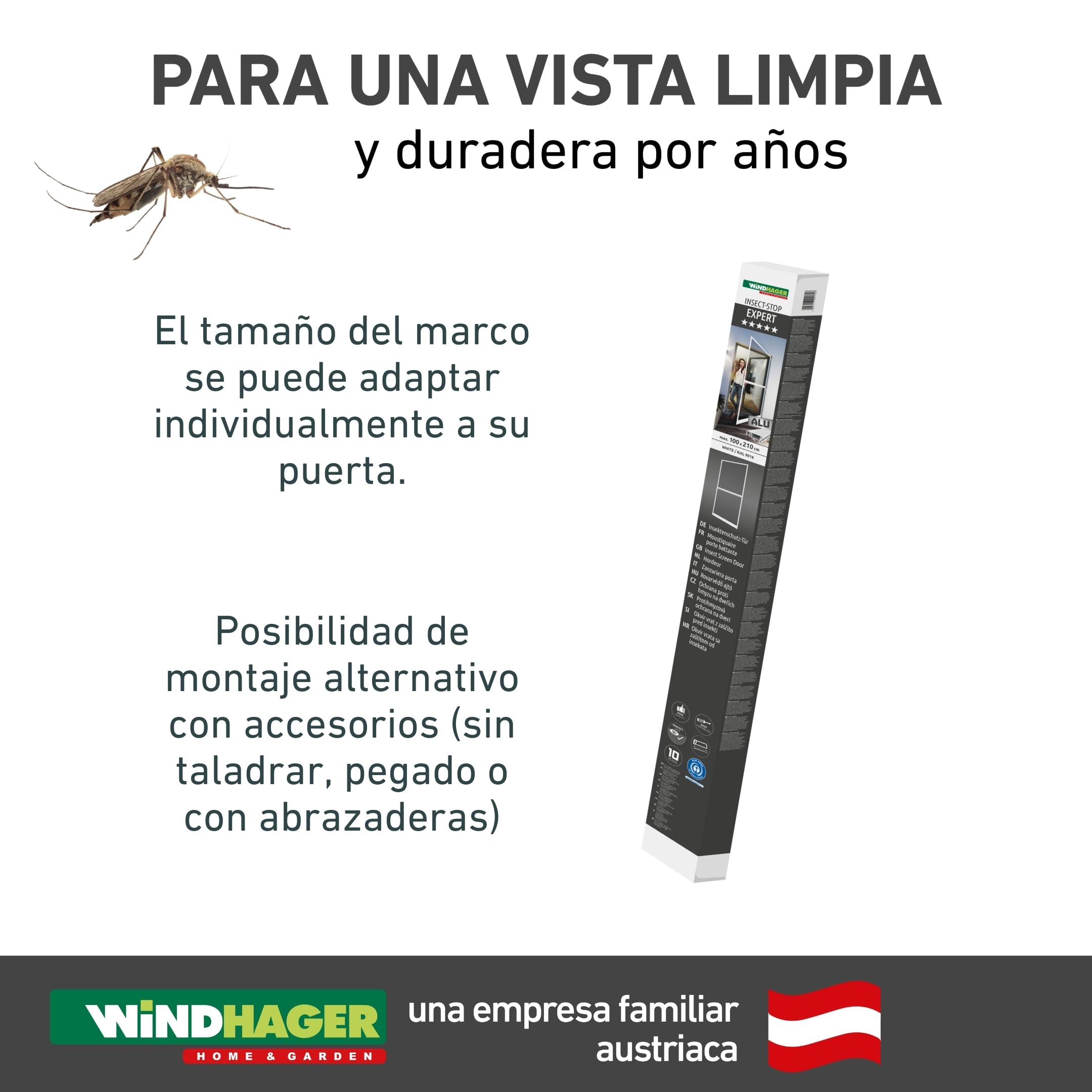 Windhager Mosquitera con marco de aluminio para puertas, 100 x 210 cm, antracita