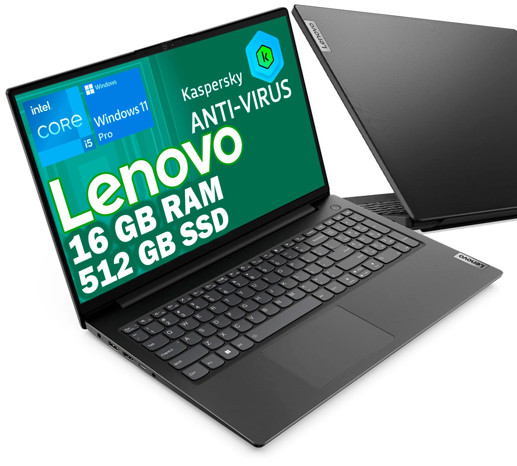 Lenovo, Pc portatile notebook, Cpu Intel i5 13Th, 13420H 8 Core, 16 Gb ram, Full HD 15,6", SSD Pci Nvme 512 GB, webcam, usb, Win 11, ANTIVIRUS KASPERSKY, Pronto all'uso, GARANZIA ITALIANA